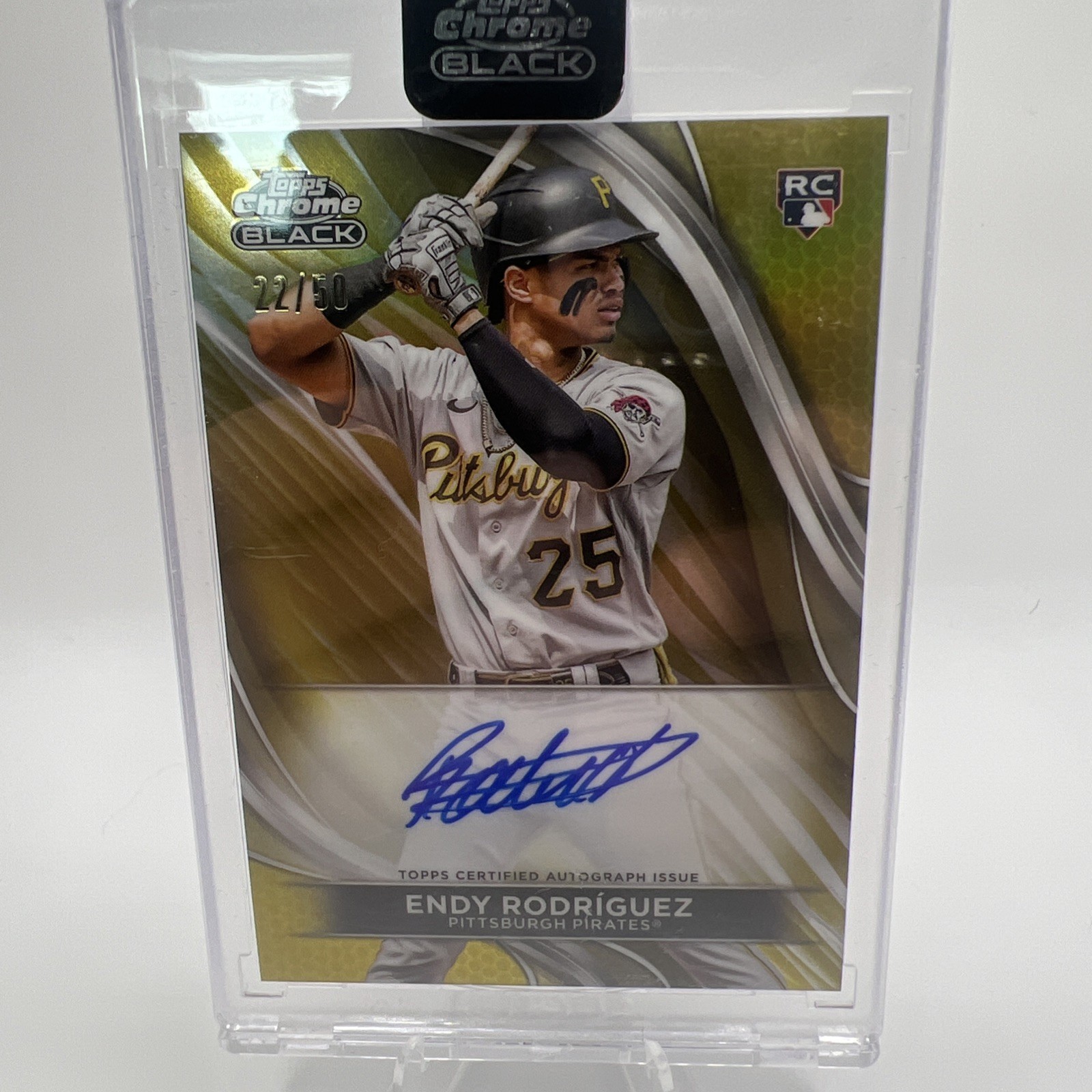 2024 Topps Chrome Black Endy Rodriguez Auto RC Gold Refractor #/50 Pirates
