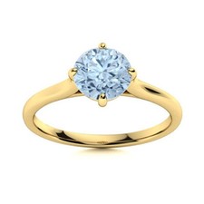 925 Silver Aquamarine Stone Birthday Wedding Solitaire Throat Chakra Ring