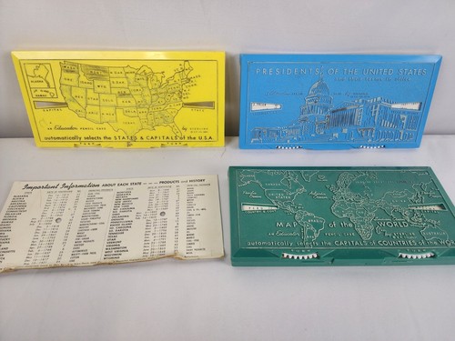 Vintage 1960 Educator Sterling plastics PRESIDENTS COUNTRIES & CAPITALS as is