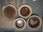 Lot of 4 Hull Dishes Brown Drip Glaze Stoneware Pottery Vintage