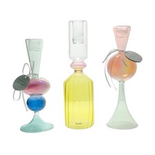 Anthropologie Mona Borosilicate Set of 3 Colorful Glass Taper Candle Holders