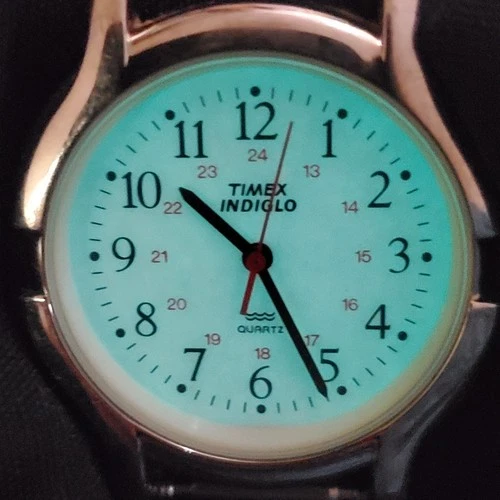 Timex Indiglo Watch Vintage Unisex Analog Stainless Steel 24 Hour Dial 32 mm