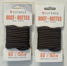 BOOT LACES SOFSOLE 60  BLACK/BROWN 9-10 EYELE...