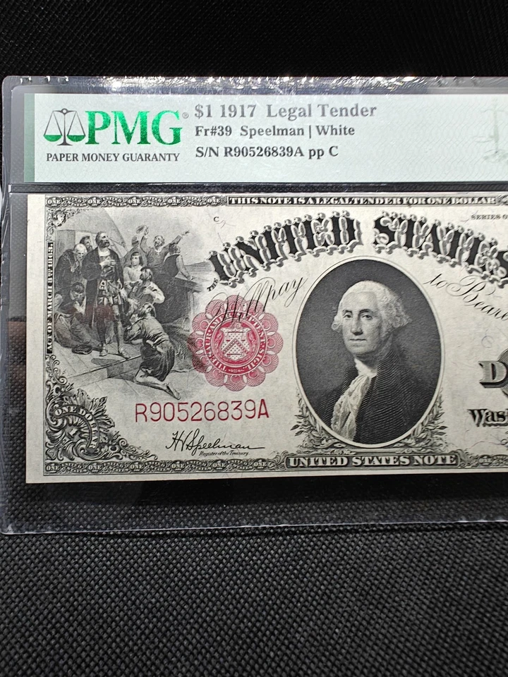 PMG 58 EPQ 1917 $1 Legal Tender Note Fr#39 Choce About Uncirculated Paper Money - Image 3 of 4