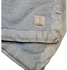 Little Giraffe Plush Luxe Satin Trim Blue Baby Blanket USA Made 33  x 27"