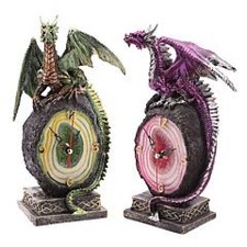 Dragon Mantle Clock Crystal Geode Resin Gothic Fantasy Desk Ornament