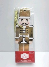Holiday Time Gold Nutcracker Shatterproof Christmas Ornaments 5 Count MDF 5.5"