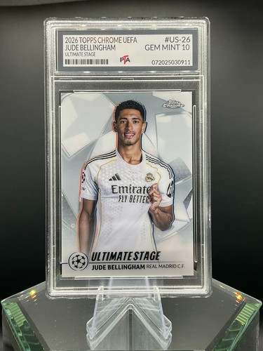 2026 Topps Chrome UEFA Jude Bellingham RARE ULTIMATE STAGE GEM MINT PTA 10🔥