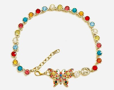 100% Authentic GUCCI Necklace   logo GG box & duster Butterflies