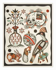 Henry Hablak Print Tattoo Flash Card Art Zodiac Sign Astrology Lithograph Occult