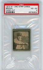 1912 W-Unc Strip Cards Hand Cut Brown PSA 4 Pop 1 Highest Graded!