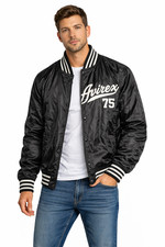 Avirex Japan 75th Division Lined Full ZIP Nylon Baseball Bomber Jacket Large