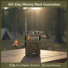 Portable Shortwave Radio with Bluetooth AM/FM/SW NOAA Solar Hand Crank Flashl...