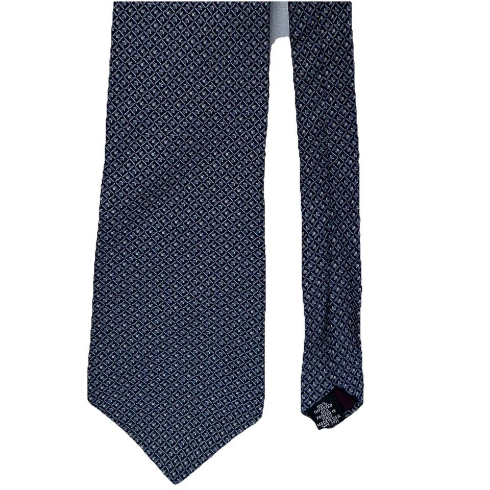 Мужской синий с черным и золотым геометрическим шелковым галстуком Zylos George Machado 60 дюймов x 4 дюйма - Изображение 2 из 4