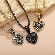 Hip Hop Women's Necklace Heart Shape Stainless Steel Pendant Fashion Necklace