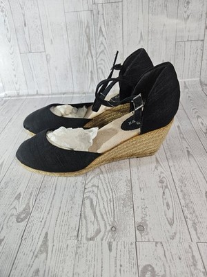 Lane Bryant Black Espadrille Wedge Sandals Women s Size 11 W Wide Lace Up 