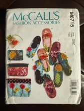 McCALL'S M6715 Ladies Slippers, Pouch, Bag, Sewing Pattern Vintage Uncut