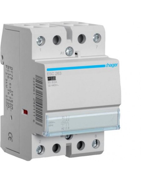 Contacteur 63A Hager ESC263 230V relais de puissance 2 NO pour tableau