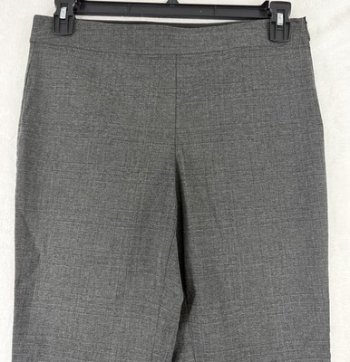 Rafaella Pants 8 Gray Side Zip Flat Front Windowpane Plaid Women