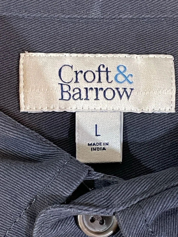 Croft & Barrow Men's Large Button-Down Navy Shirt With Deer & Forest Print - Image 4 of 4