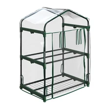 2 Tier Mini Greenhouse, Portable Greenhouse 27 x 19 x 37.5-Inch Green House