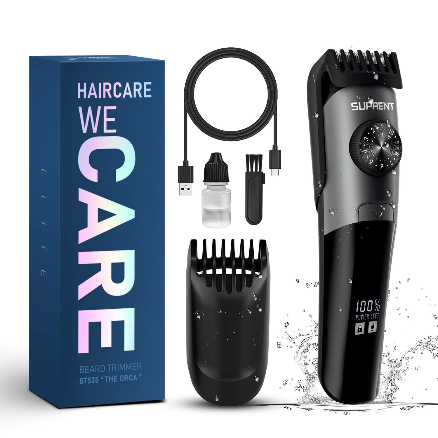 Beard Trimmer for Men Waterproof, IPX7 Professional Mustache