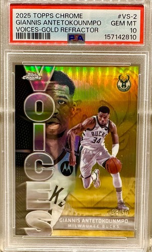 JERSEY NUMBER MATCH! 2025 Topps Chrome Giannis Antetokounmpo Gold 34/50! PSA 10!
