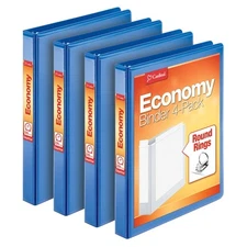 Economy 3 Ring Binder, 1 Inch, Presentation View, Blue, Holds 225 Sheets, Non...