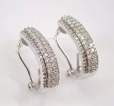 2Ct Round Simulated Diamond Hoop Huggie women's Earrings 14k white Gold Plated