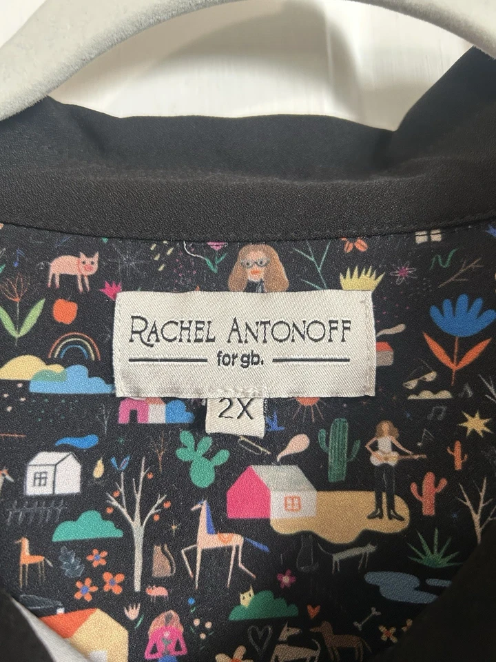 Camiseta sin mangas Rachel Antonoff talla 2X para mujer estampado narrativo caprichoso Anthropologie Foto 2 de 4
