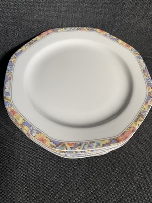 6 Form Marienbad Ingres Weiss Blütendekor Floralrand Kuchenteller Dessertteller