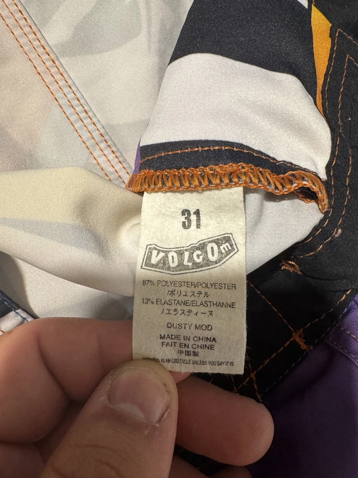 Volcom Board Shorts Mens 31 Dusty Payne Geometric Stripe Surfing Drawstring - Image 2 of 4