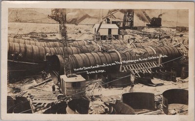 Hardy Dam Muskegon River Oxbow Michigan MI 1930 Construction RPPC Postcard