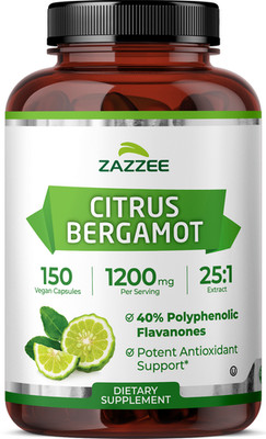 Zazzee Citrus Bergamot 25:1 Extract 1200 mg, 40% Polyphenolic Flavanones, Kosher