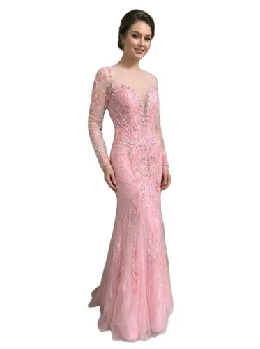 Radiant Luxury: Hand-Beaded Illusion Mermaid Gown