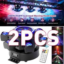 2PCS 6 Arms Bee Eye 200W LED Light Stage Moving Head Beam Light Laser DJ Disco