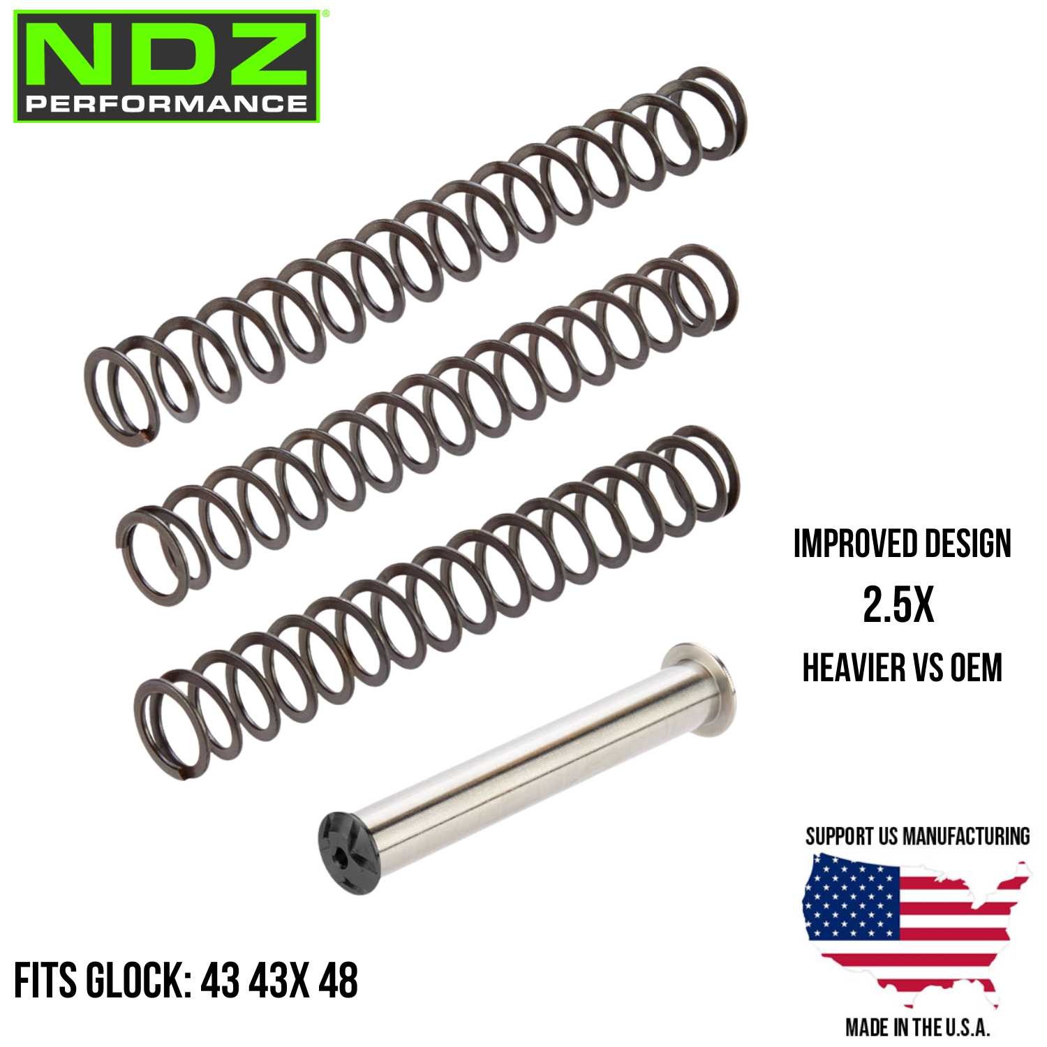 NDZ Glock 43 43X 48 Heavyweight Stainless Steel Guide Rod Tuner Pack ...