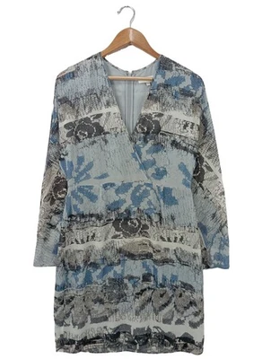 REISS Robe portefeuille Dames Robe T EU 40 gris clair-bleu-noir - Photo 1/4