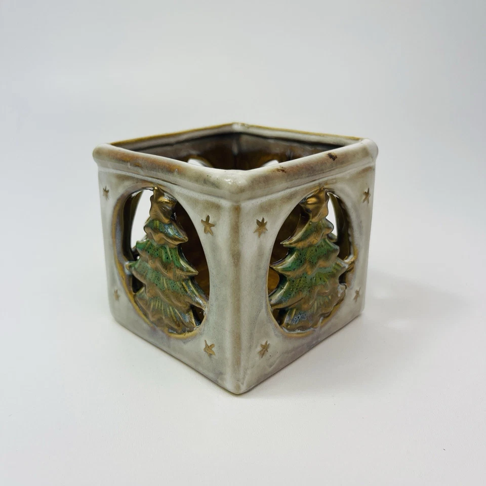 Luminessence Ceramic Votive Candleholder Winter Christmas Tree 4x4x3.5” Tall - Image 2 of 4