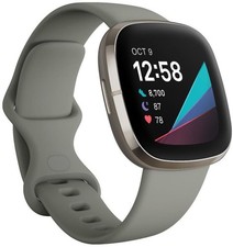 Produktbild - Fitbit Sense silber grau Smartwatch Fitnesstracker Sportuhr GPS Schrittzähler