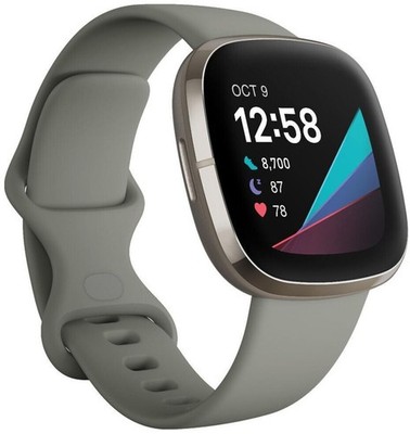 Fitbit Sense silber grau Smartwatch Fitnesstracker Sportuhr GPS Schrittzähler