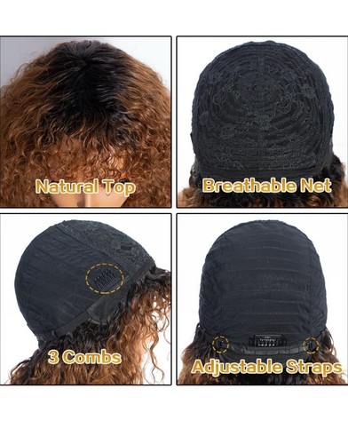 Joedir Hair Short Curly Bob Perücke Echthaar 10" ES WH Pro-Lucerne in TT1B/30 - Bild 2 von 5