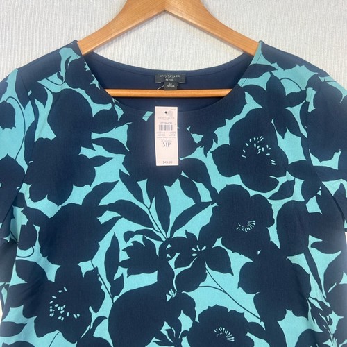 NWT Ann Taylor Factory Women’s Size MP Medium Petite Floral Top Rayon Blouse - Picture 2 of 8