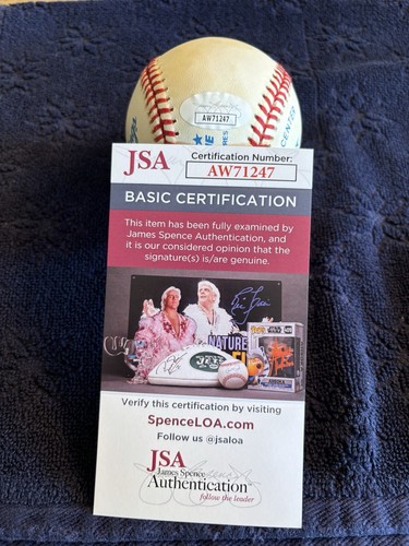Eric Davis Detroit Tigers Autographed OAL Bobby Brown Baseball JSA COA Vintage - Picture 2 of 8
