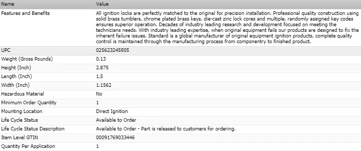 Cilindro de bloqueo de encendido estándar con llaves para Chrysler C34 1942 Foto 2 de 4