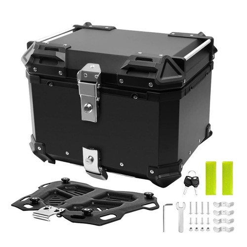 Black Motorcycle Luggage Waterproof Tail Box Scooter Trunk Storage Top Case 28L