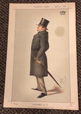 Original 1869 Vanity Fair Photo/Drawing Insert Lord Stanley (Cup) Hockey Trophy