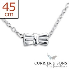 925 Sterling Silver Tiny, Dainty Bow Pendant Necklace Design 3 (45cm / 18 inch)