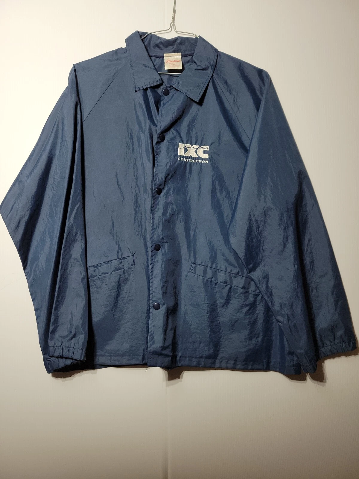 Vtg Cardinal Nylon Snap NavyWindbreaker Jacket Made In Usa Ixc construction XL