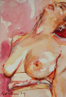 GERRY MILLER.  Summer Sun  watercolor painting on paper. 13 x 19 cm.